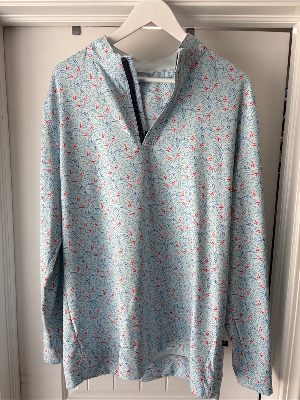Swannie Golf Men's Light Blue Printed Zip-Up Pullover Sweater